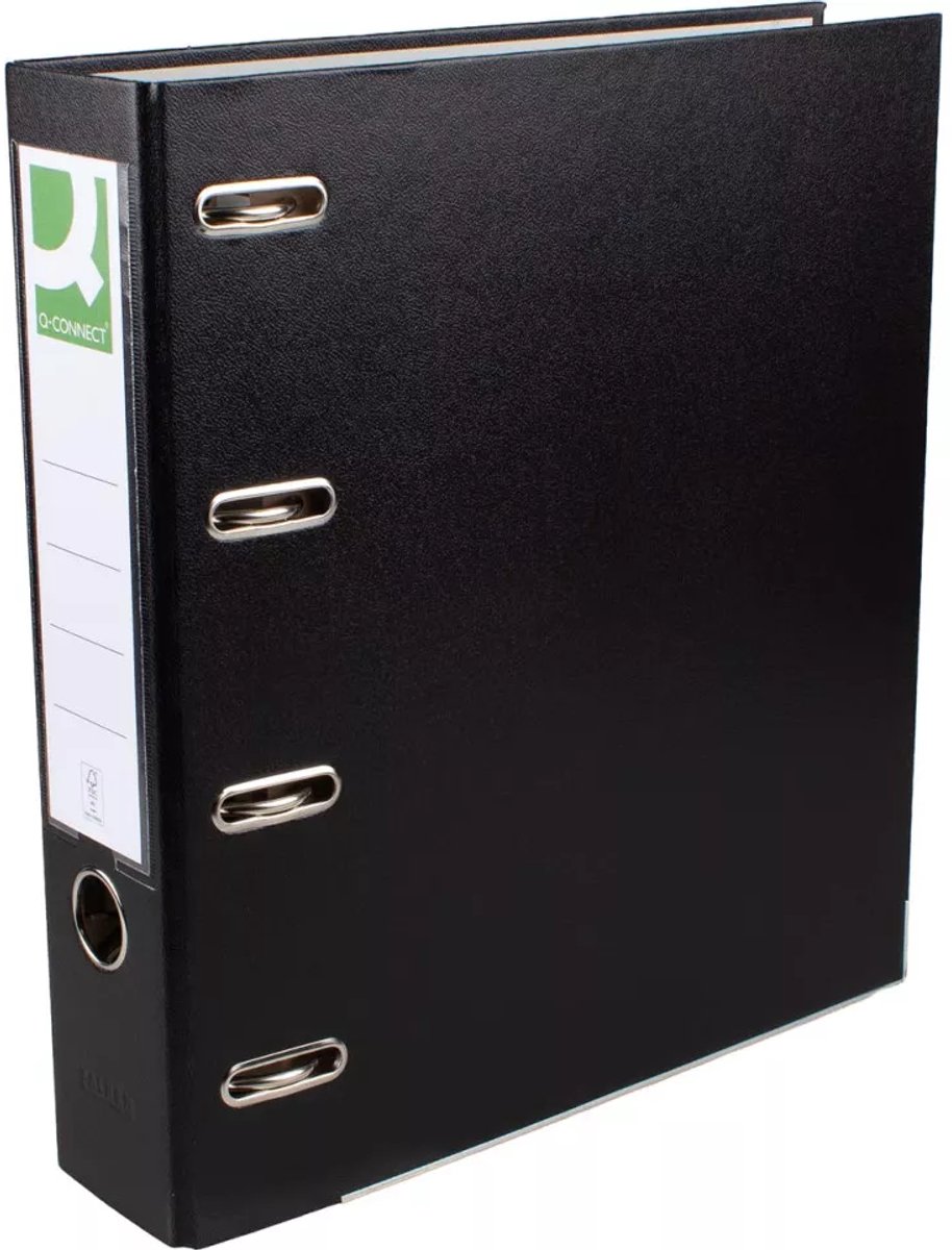Q-CONNECT ordner, voor ft A4, uit PP en papier, dubbel, rug van 8 cm zwart