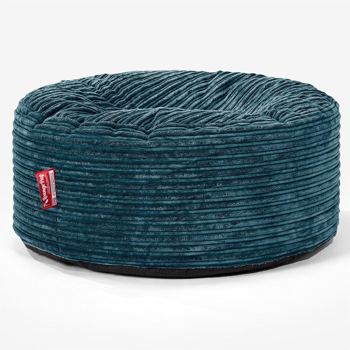 Ronde Corduroy Zitzak Poef 65cm in Teal – Comfortabele Voetenbank en Extra Zitplaats