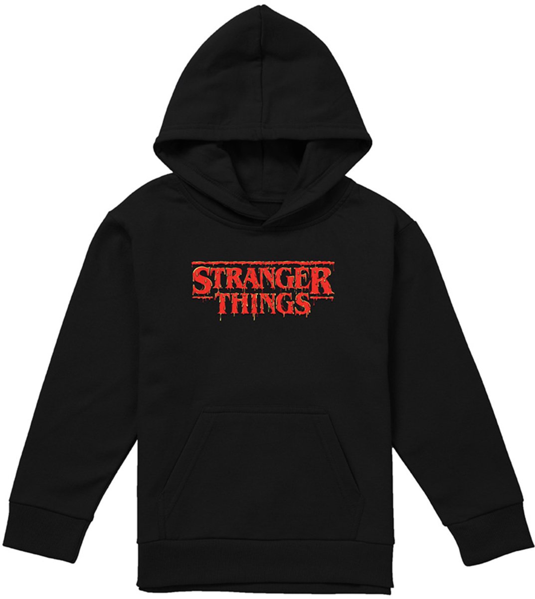 Stranger Things Red Drip Logo Kinder Hoodie - Zwart - 12/13 jaar
