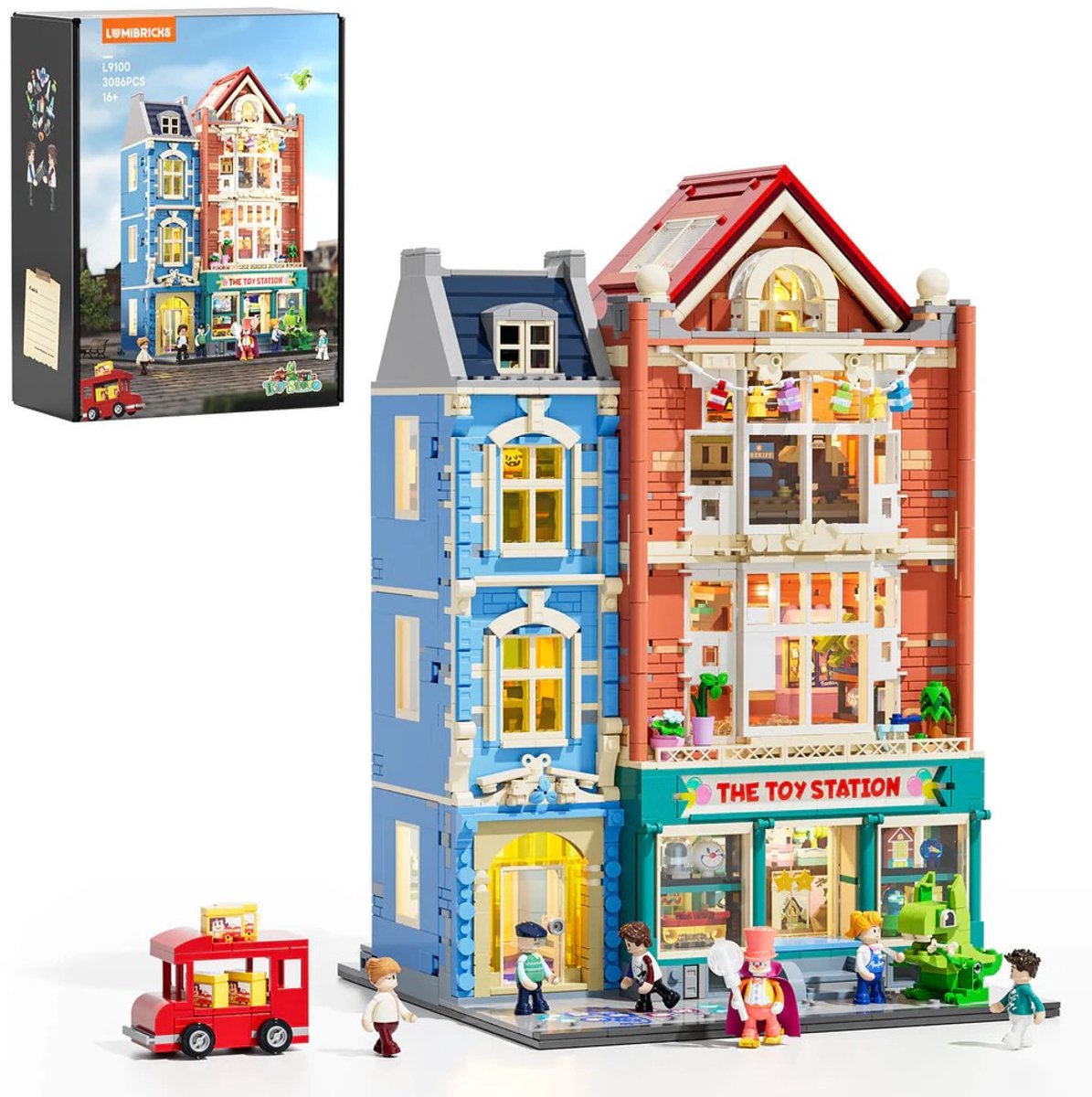 Lumibricks Toy Store Bouwpakket - Miniatuur Huisjes met LED Verlichting - 3086 Bouwstenen - Modelbouw - Miniatuur Bouwpakket Volwassenen - 6 Minifiguren - DIY Modelbouwpakketten Volwassenen - Bouwdoos L9100