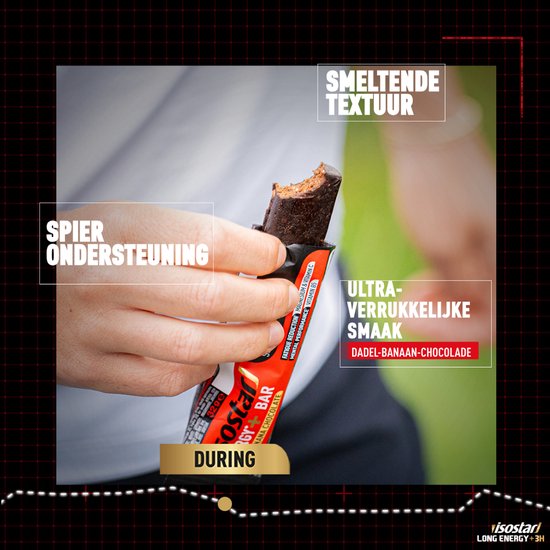 Isostar - Long Energy +3H - Reep - Banana - Chocolate - 15 x 32 gr — afbeelding 2