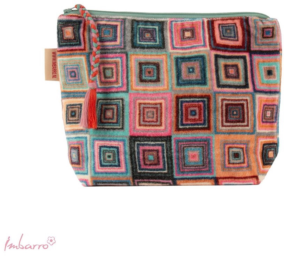 Imbarro - Pouch - Make-up Tas - Toilettas - Colour Blocks - Velvet - 24x20 cm