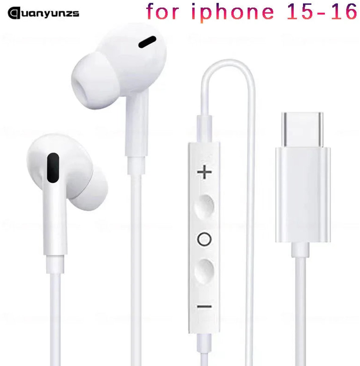 Quanyunzs - Bedrade Oordopjes - Met Microfoon - Bedieningsknop - Lightning - Voor iPhone Gebruikers - Model QZC1