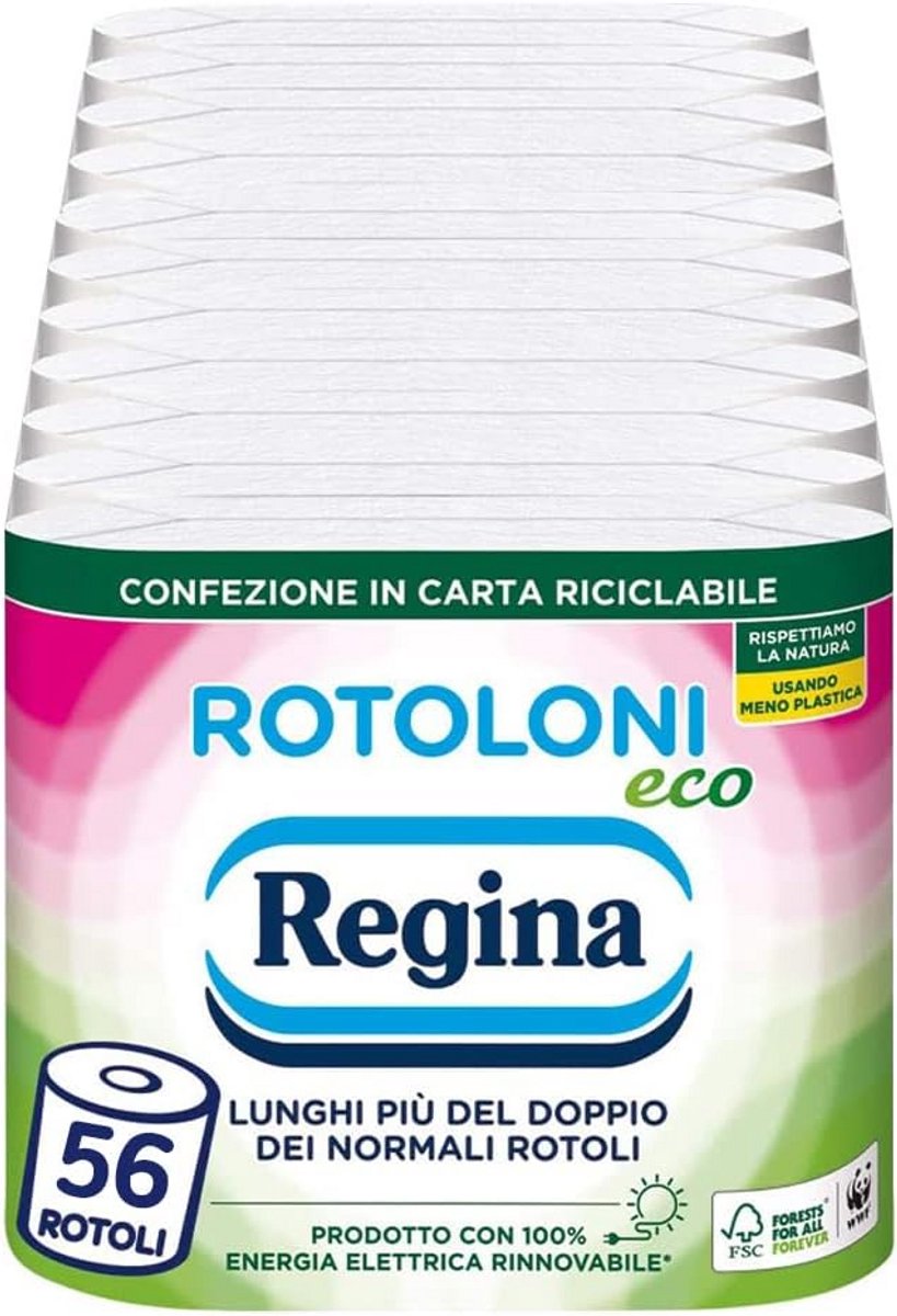 Toiletpapier 2-laags 56 rollen, 500 afscheuren per rol, recyclebare papieren verpakking