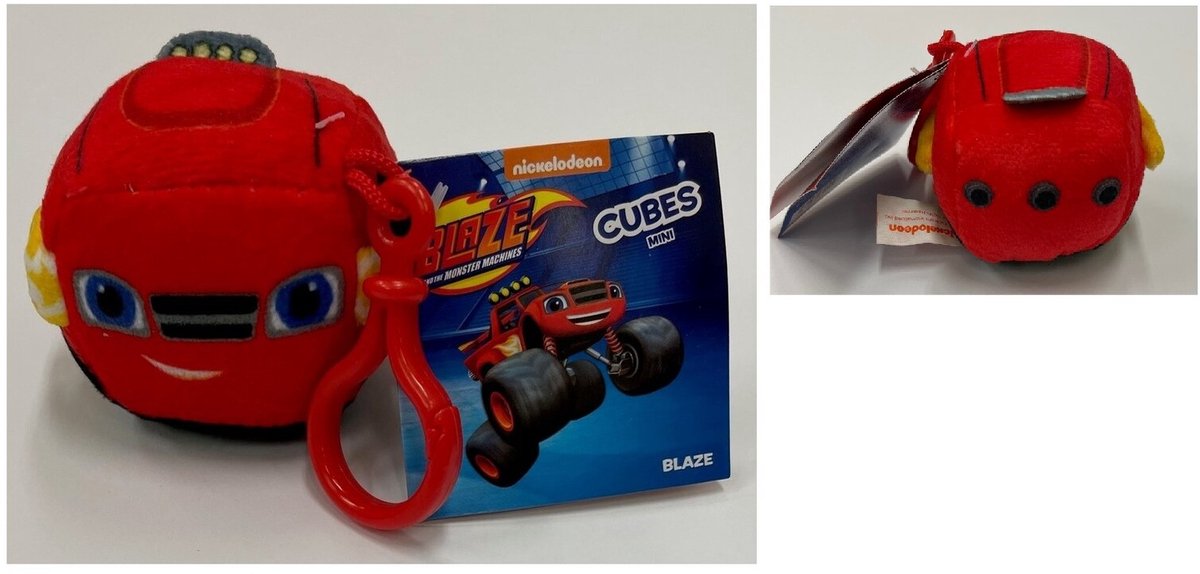 Nickelodeon - Blaze en de Monsterwielen - Sleutelhanger - Pluche - Cubes - 6x6cm