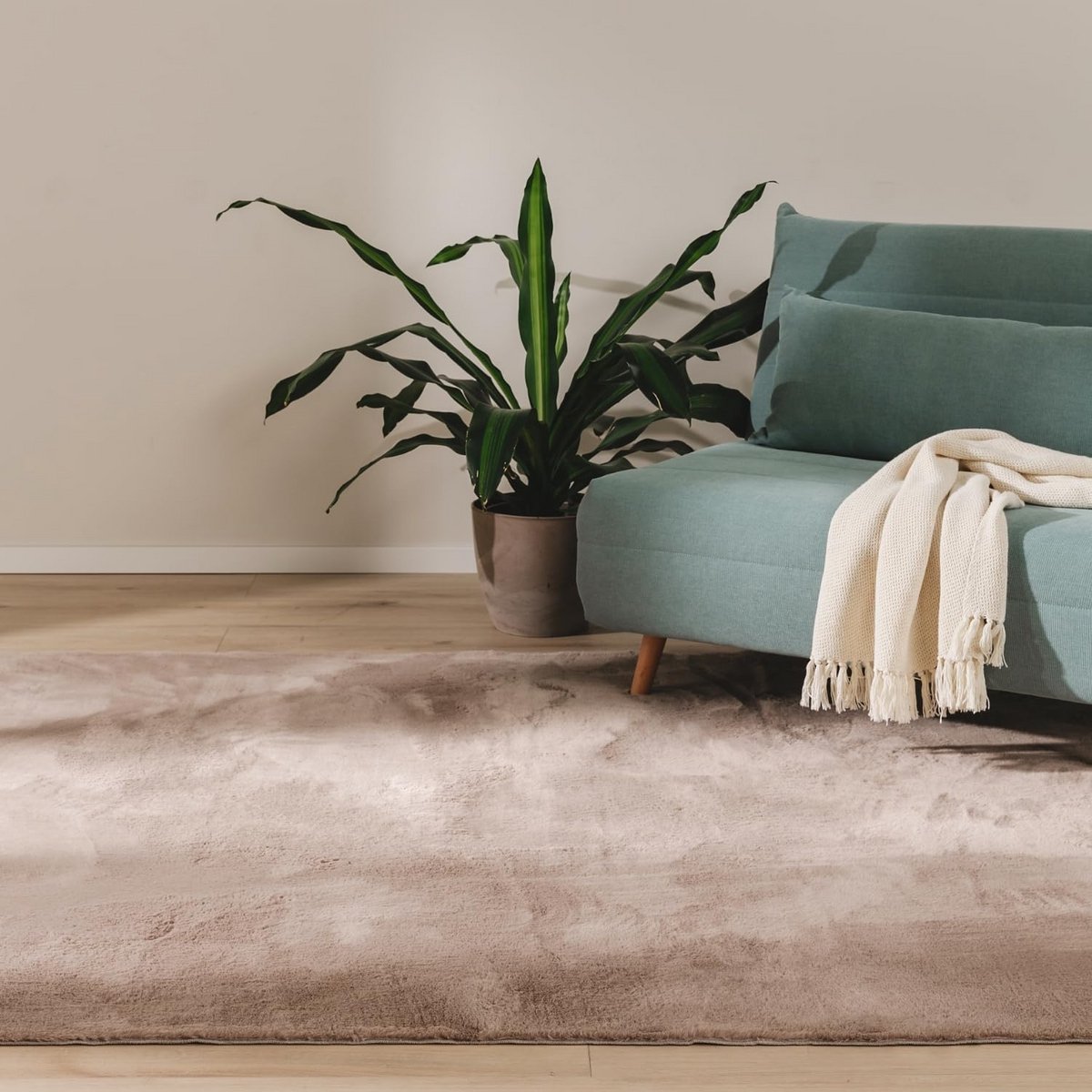 Vloerkleed Furry Taupe 160x230 cm - Zacht Kunstvezel Vachtkleed - Antislip & Wasbaar - Ges