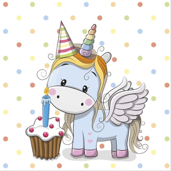 Lunch servetten Sweet Unicorn with Pastel Dots - Daisy - 33x33 cm