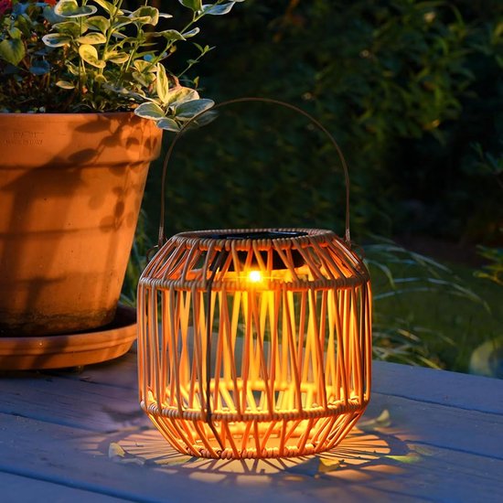 Buitenverlichting Op Zonne-Energie - Tuinverlichting Op Zonne-Energie - Hangend - Waterdicht - Rotan - Geschikt voor Balkons, Veranda's, Paden, Patio's, Campings - 1 Stuk