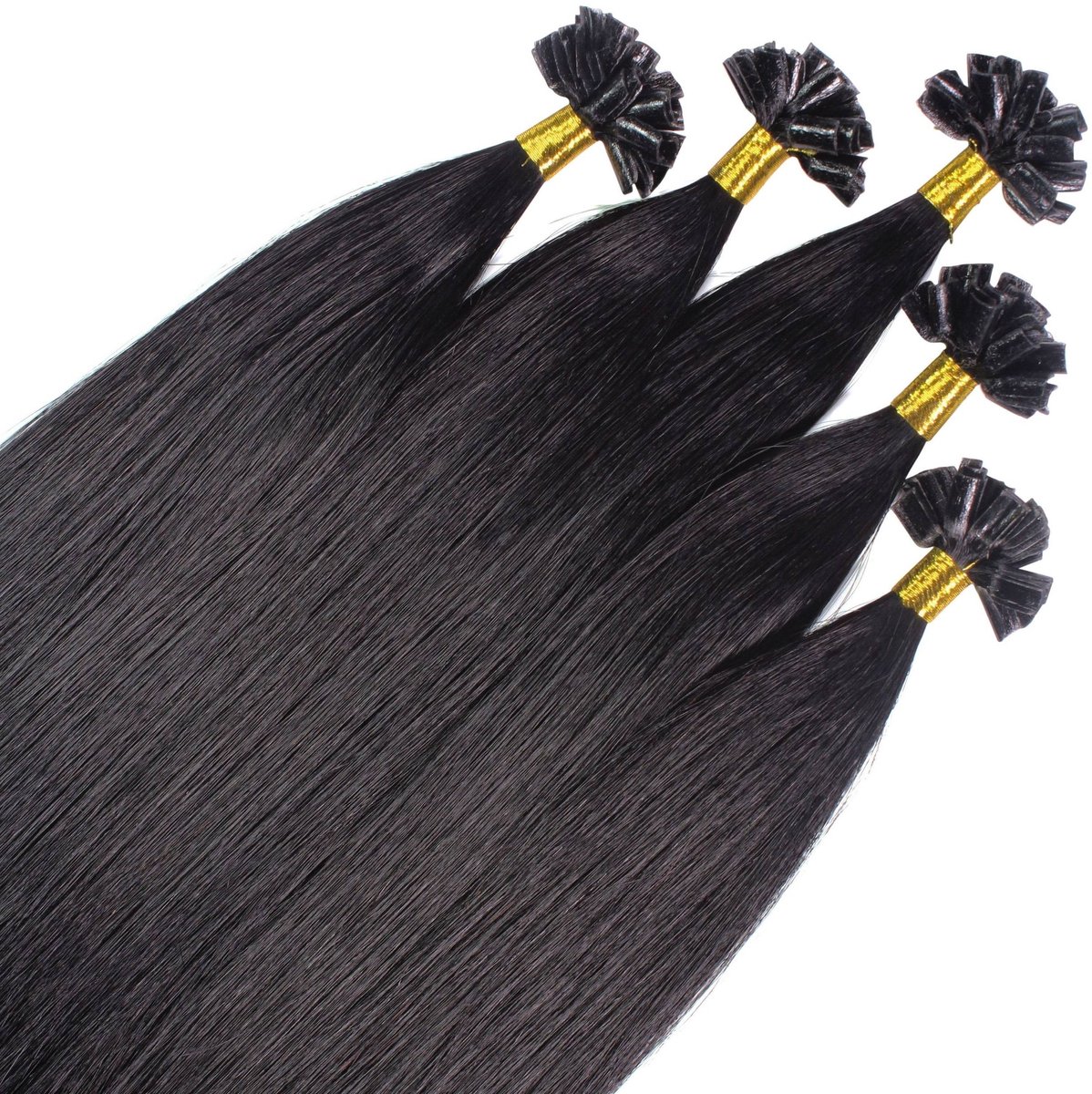hair2heart Premium Extensions Echt haar Bondings glad - 25 strengen 1 g 60 cm 2/0 zwart