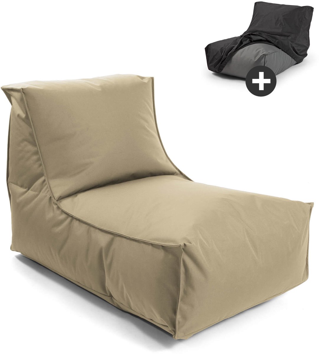 mokebo Zitzak met beschermhoes voor kinderen & volwassenen 'Der Sundowner', Bean Bag met vulling, ook als ligkussen in Beige-Khaki