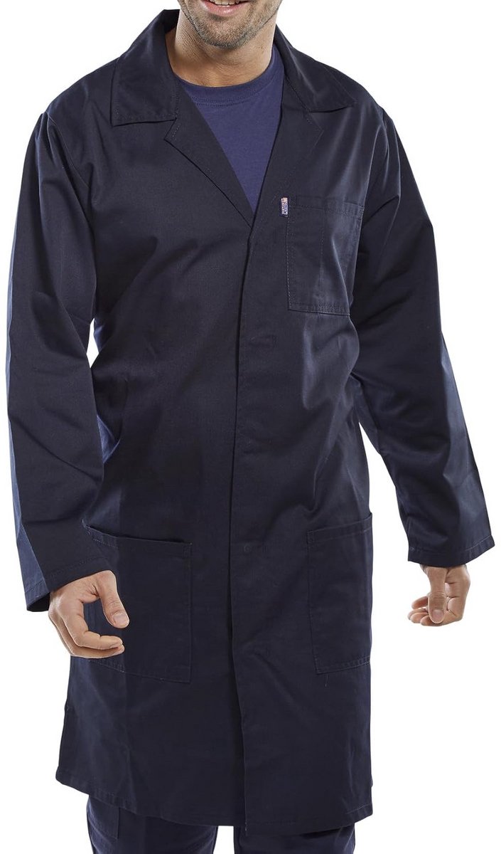 Polyester Katoen Werkjas Blauw Robuust Comfortabel voor Diverse Klussen