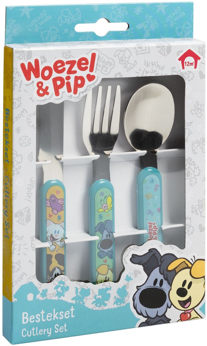 Woezel & Pip kinderbestekset 3-delig - vork, lepel, mes - kinderbestek - kinder bestek - Bambolino Toys