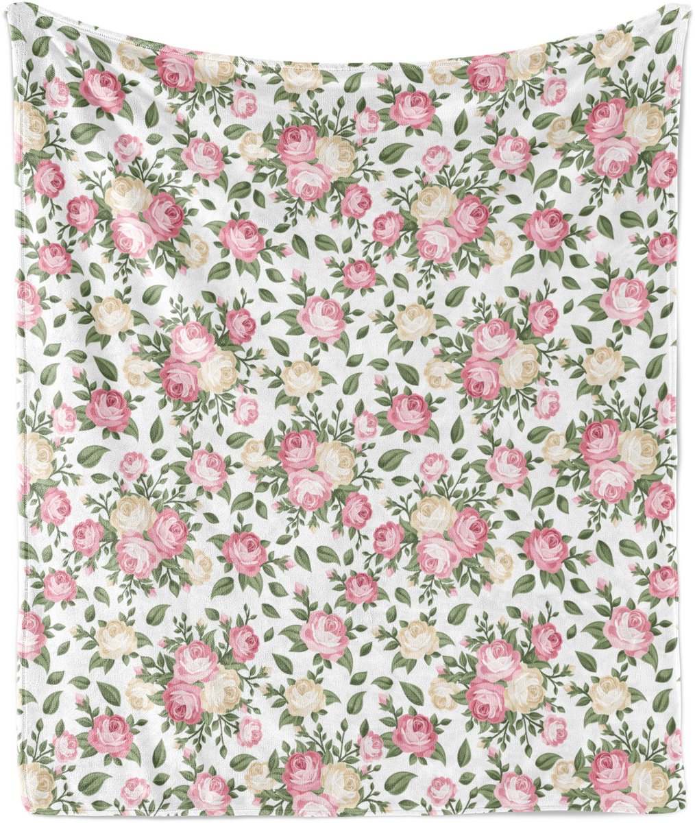New Bed Bloem Rozenknoppen en Bladeren Boeket Zachte Flanellen Fleece Deken, 230 cm x 175 cm