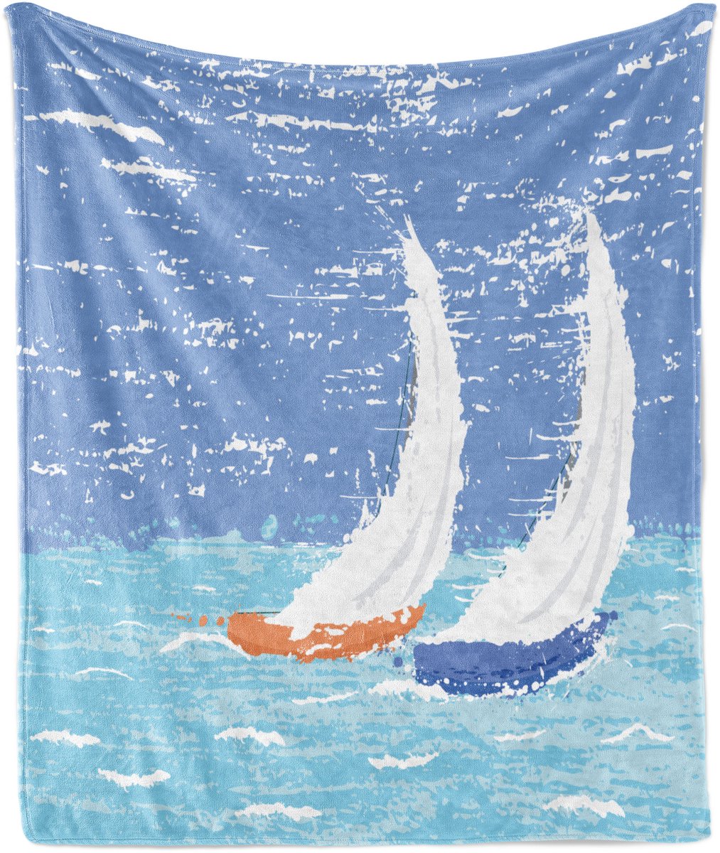 New Bed Nautisch Grunge zeilboten oceaan Zachte Flanellen Fleece Deken, 230 cm x 175 cm