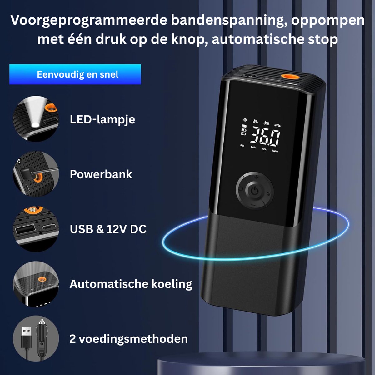 CLVP Autobanden Pomp - Elektrische Fietspomp thumbnail 4