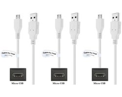 3 stuks OneOne 0,3m Micro USB kabel. Stevige laadkabel. Oplaadkabel snoer past op past op TomTom navigatie Go 40, Go 400, Go 50, Go 5000, Go 5100, Go 5200, Go 60, Go 61, Go 600, Go 6000, Go 610, Go 620