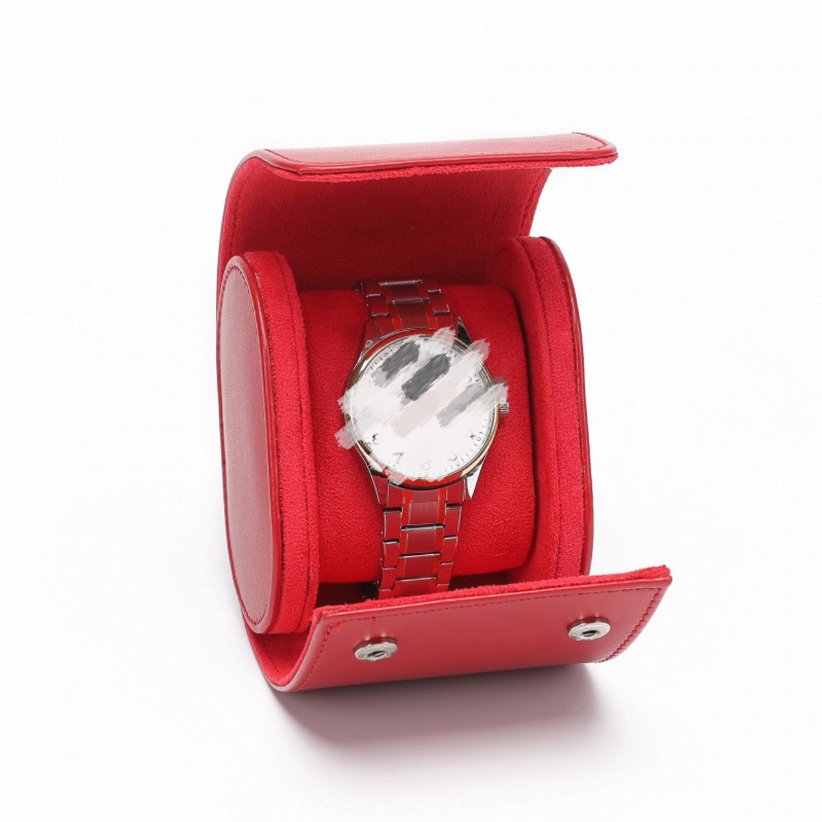 Horlogeopbergdoos, reishorlogedoos, draagbare horlogeopbergdoos, beschermt tegen verlies en krassen, één kaartsleuf, Rood.