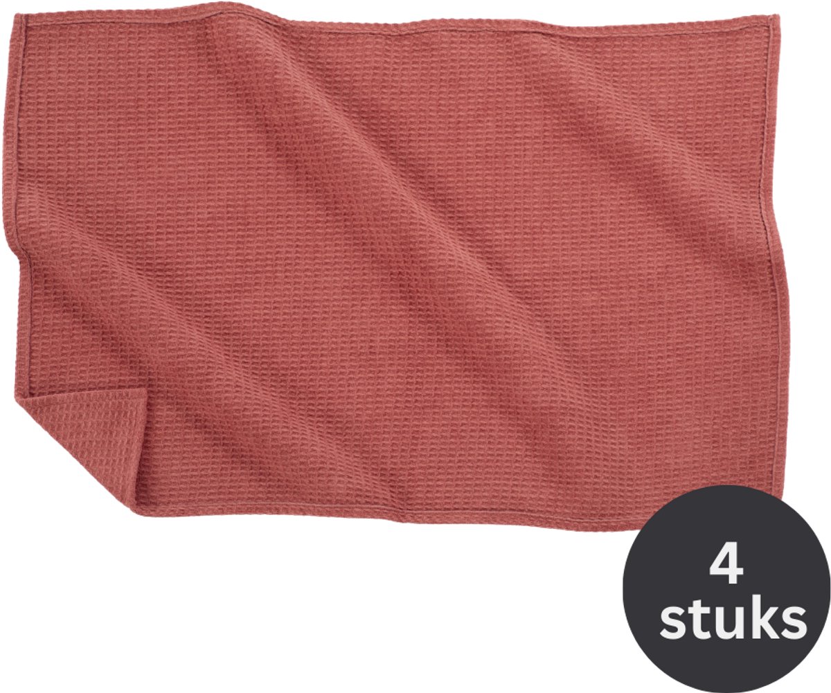 Tiseco - Theedoek SILO - SET/4 - handige ophanglus - 40x60 cm, rood