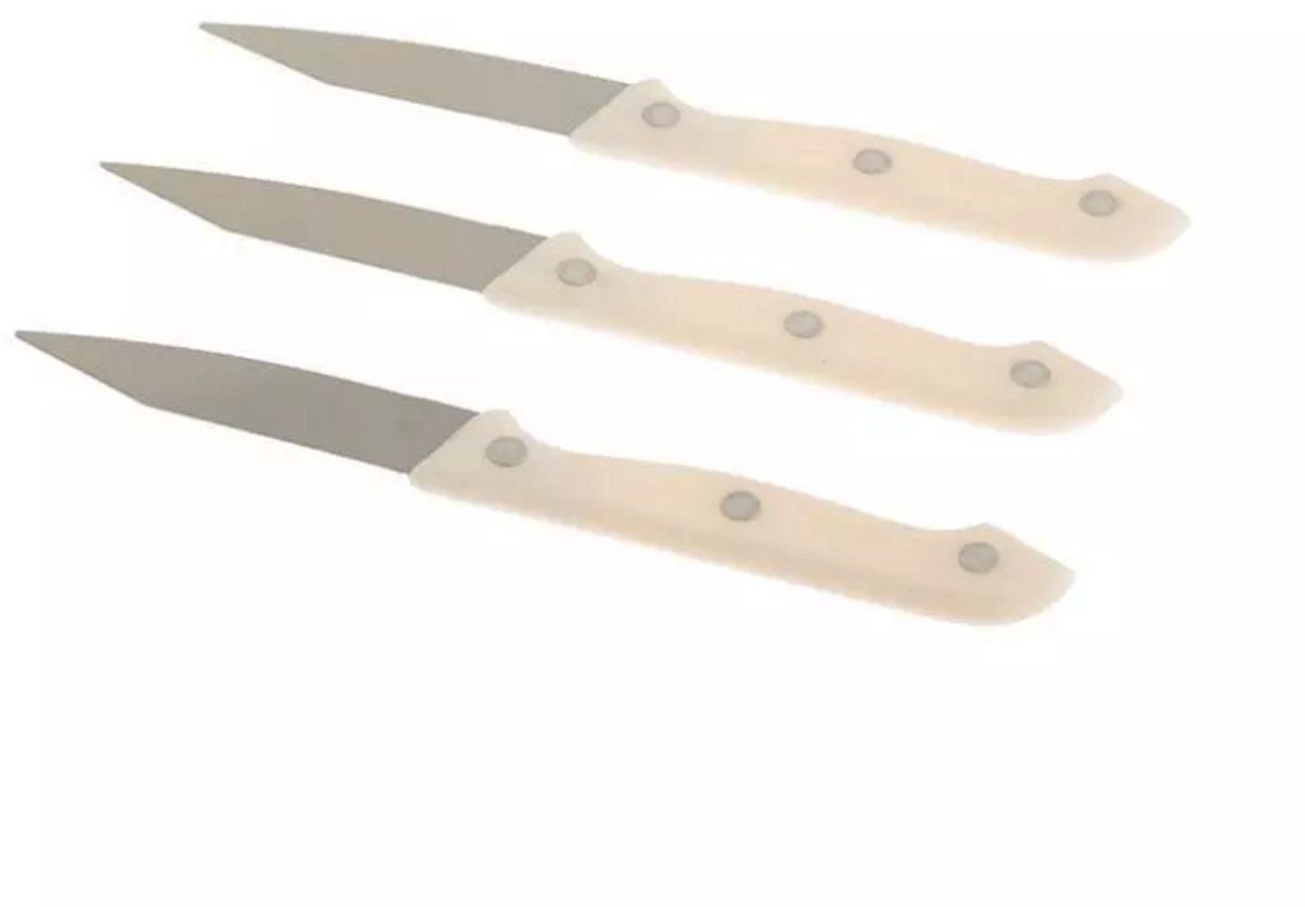 Keukenmesjes KNIVY - Creme / Wit - Keukenmes / Aardappelmesje - Schilmes - Set van 3 - Paring Knives
