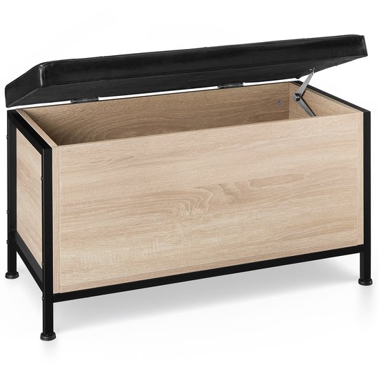 tectake - Boîte de siège rembourrée Calico dim. 81,5 x 41,5 x 81- marron clair- 404639