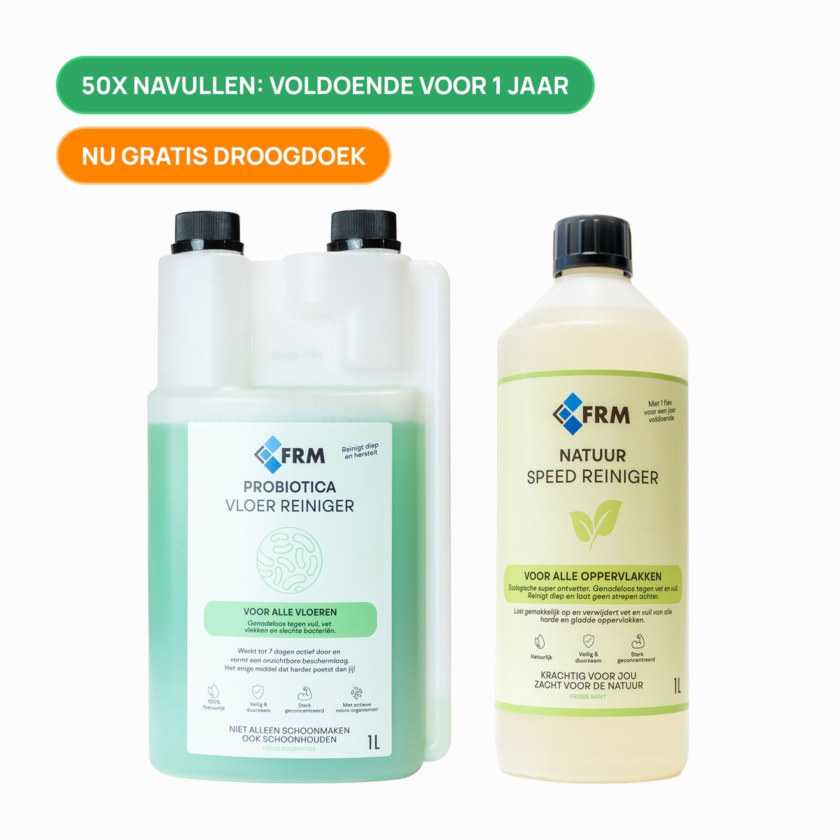 FRM Probiotica Vloer + Speed Reiniger - Complete vloerreiniging | Ontvet, reinigt en houdt vloeren schoon | Geschikt voor Tegels, PVC, Laminaat | Het complete systeem voor een écht schone vloer