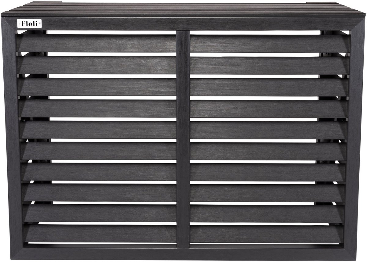 Floli Kunststof Airco Cover – Buitenunit Omkasting "Houtlook" Kleur Grijs / Wandmontage.