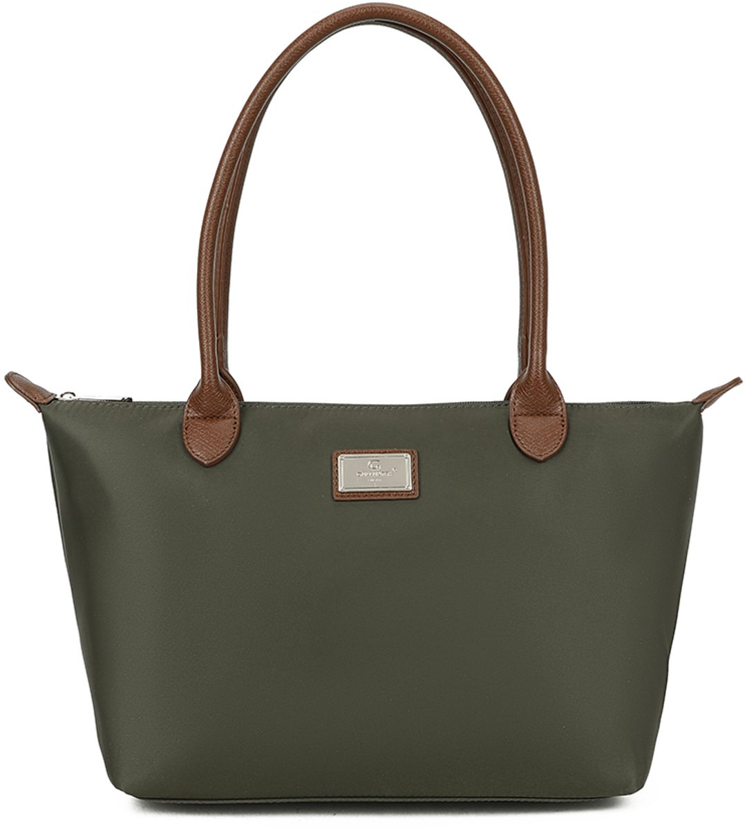 Gallantry® Dames Schoudertas – Elegante Handtas met Rits – Shopper Tas met Bruine Handvatten – Grote Dames Tas voor Werk, Laptop & Dagelijks Gebruik - D. Groen
