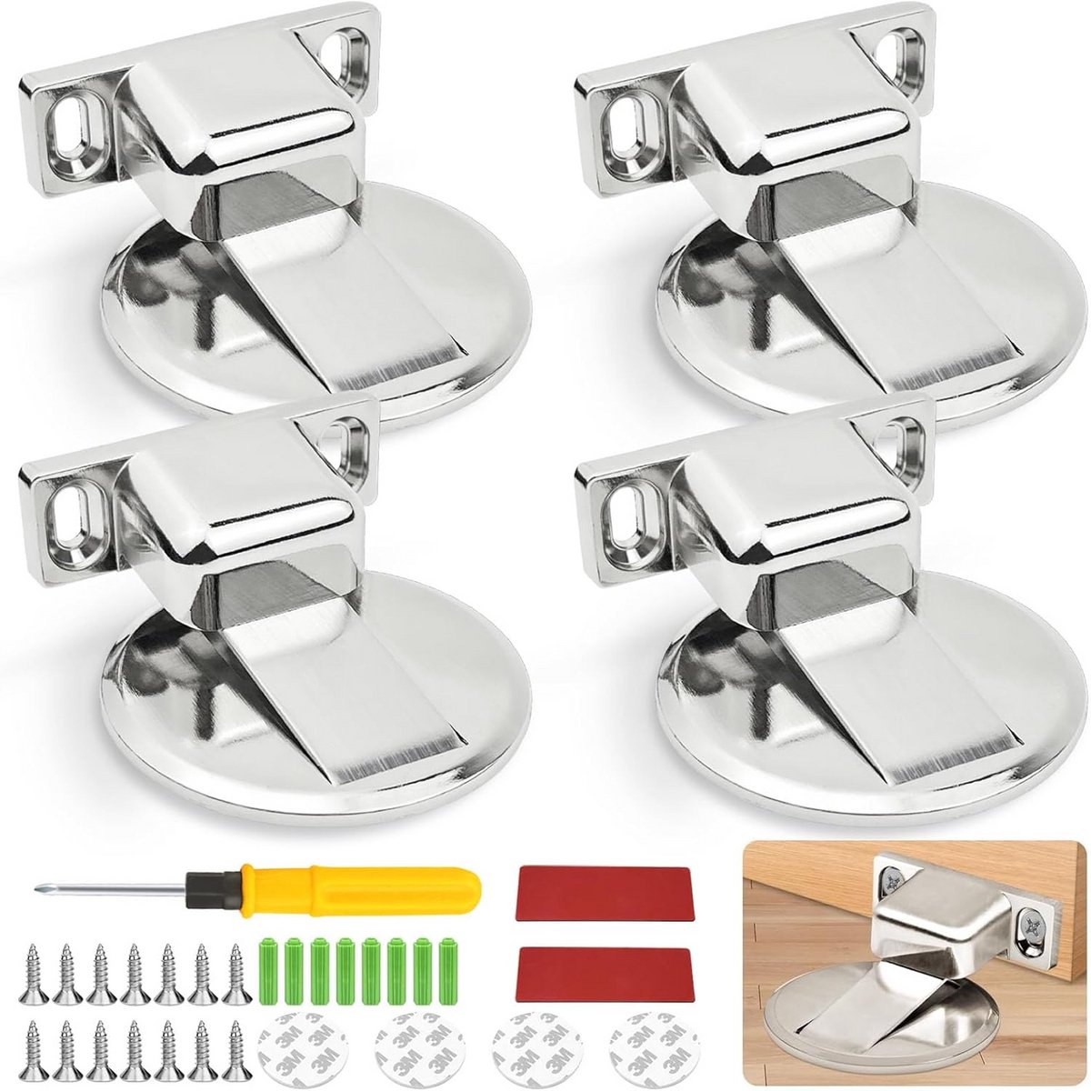 Magnetische Deurstopper Set van 4 - Duurzaam en Stil, Voor Houten en Metalen Deuren
