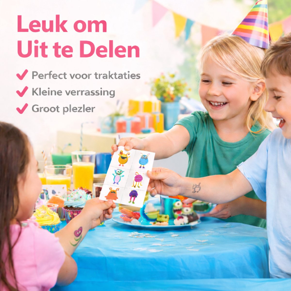 Isa's Friends® - Tattoo's kinderen 96 stuks - Uitdeelcadeau Monsters - Traktatie - Tijdelijke tattoo - Plak tattoo's - Uitdeelcadeautjes voor Kinderen — afbeelding 5