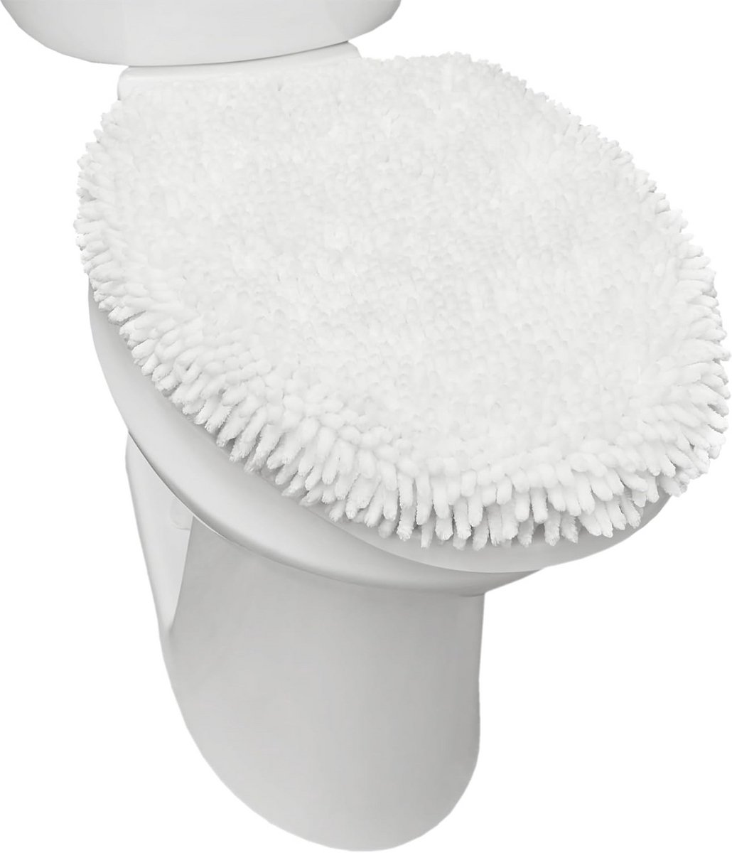 Luxe Pluche Chenille Shag Toilet Deksel Cover - 47 cm x 49,8 cm - Wit