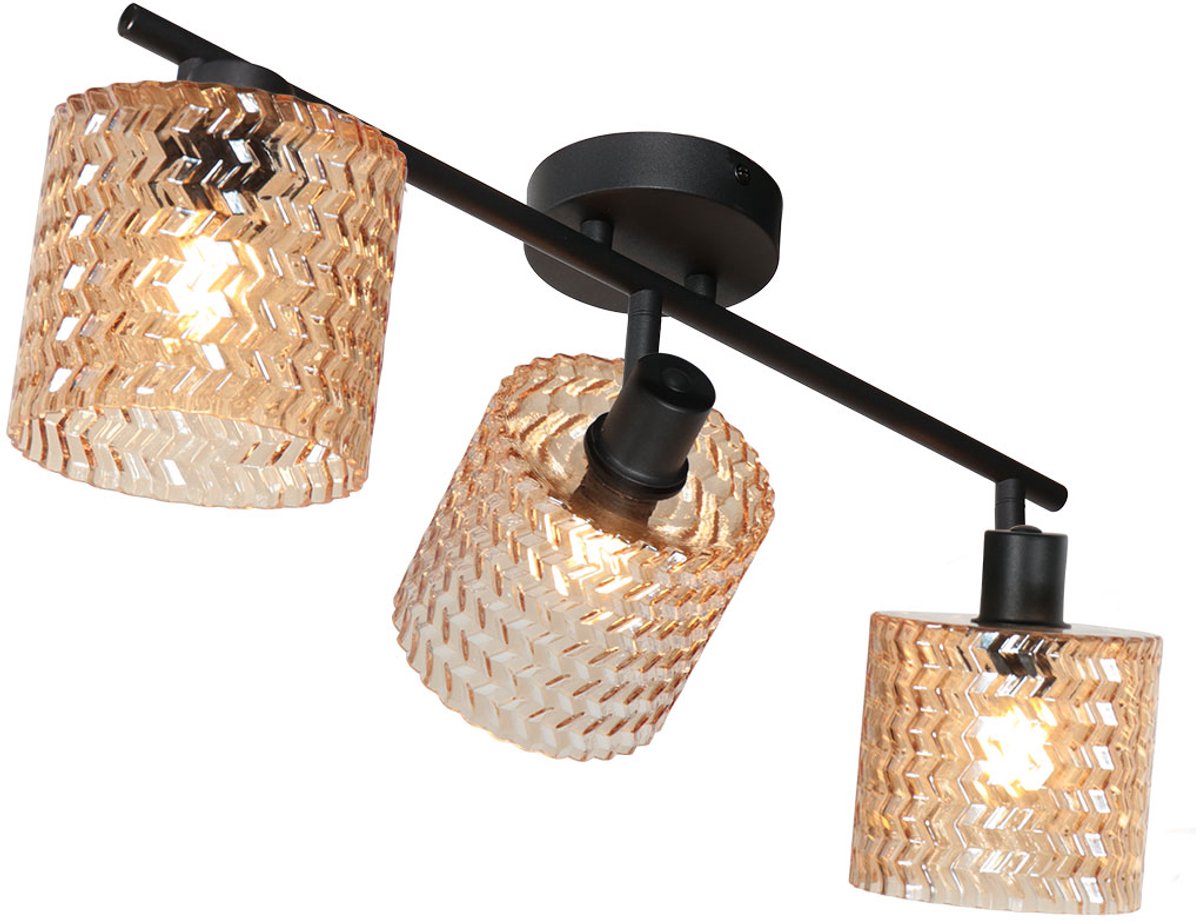 Spot - amberkleurig zwart - Ocre - glas metaal - kleurglas-lamp - E14 - 4225ZW - Mexlite
