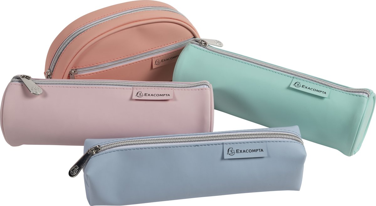 Exacompta 18x Pennenetui AQUAREL gom - 3 formaten en 4 kleuren geassorteerd - Geassorteerd - 52560E