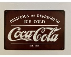 Omslag van coca cola - Metalen wandbord 20 x 30 cm - Mancave - Wand Decoratie - Metalen borden - Tekst borden - Metalen bord - Reclame bord - Vintage - Kroeg - Bar – Cafe - Horeca - rettro