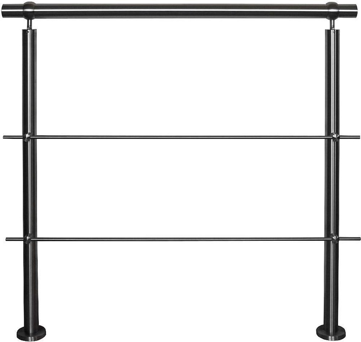 Roestvrij stalen balustrade voor balkon en trap, 1,0 m met 2 palen en horizontale stangen