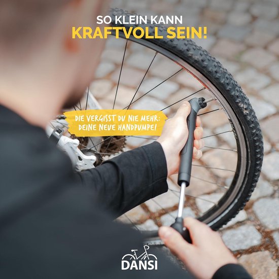 Mini-fietspomp voor volwassenen met verwisselbare ventielinzet en T-greep - Zwart — afbeelding 2