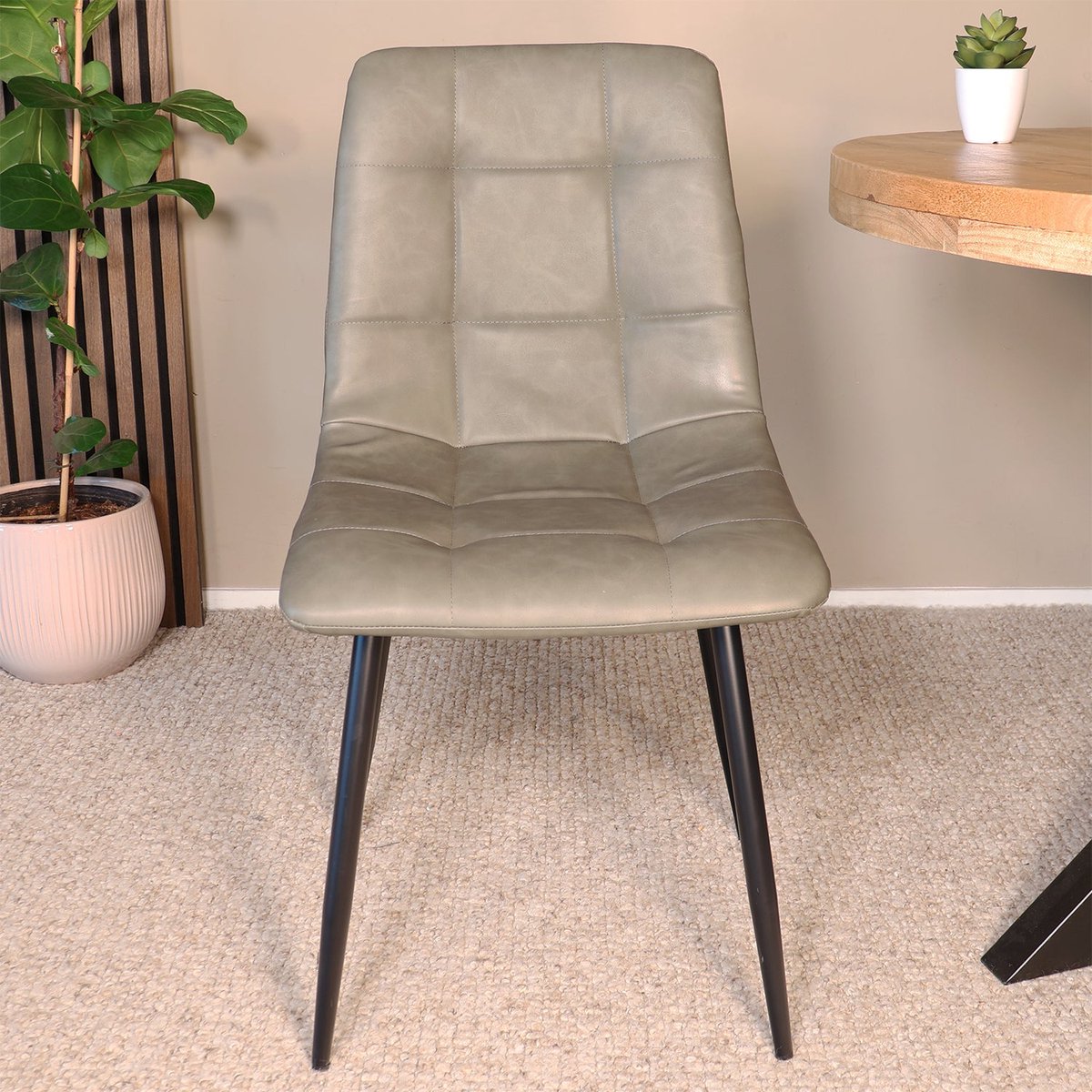 Lizzely Garden & Living SET DEAL: 4 stuks Eetkamerstoel Catoo groen kunstleder eetstoel zetel