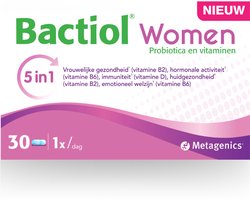 Bactiol Women Biotica voor Vrouwen – 30 Capsules - 4 Miljard Bacteriestammen - Unieke 5-in-1 Ondersteuning Urogenitale Gezondheid - Hormonale Balans - Darmgezondheid - Immuniteit & Emotioneel Welzijn - Blijft 24u in de Darmen - Vitamine B2-B6 & D