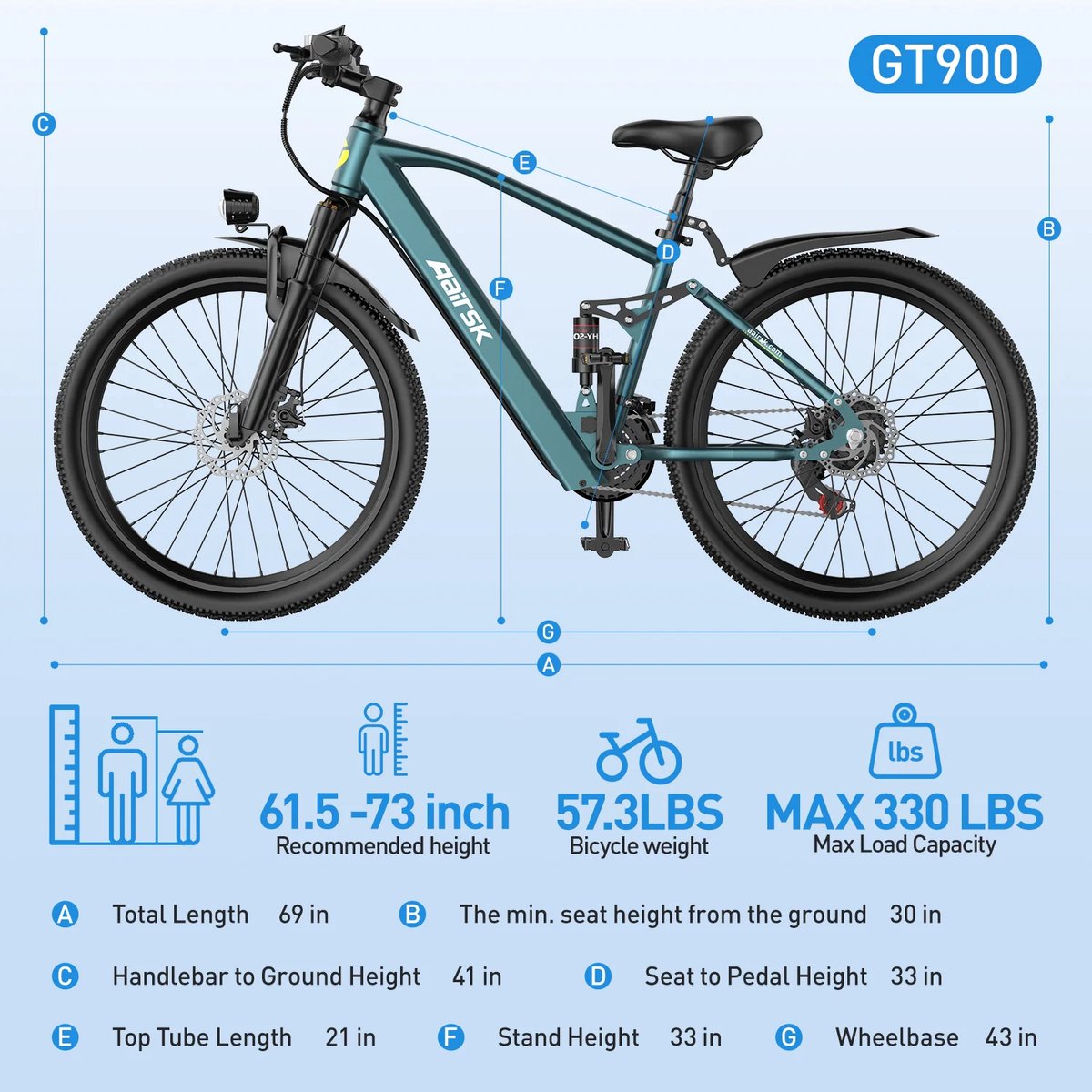 Aairsk 24" Elektrische Fiets, 100 km bereik thumbnail 6