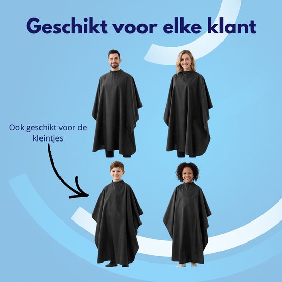 Zwarte kapperscape gedragen door volwassenen en kinderen.
