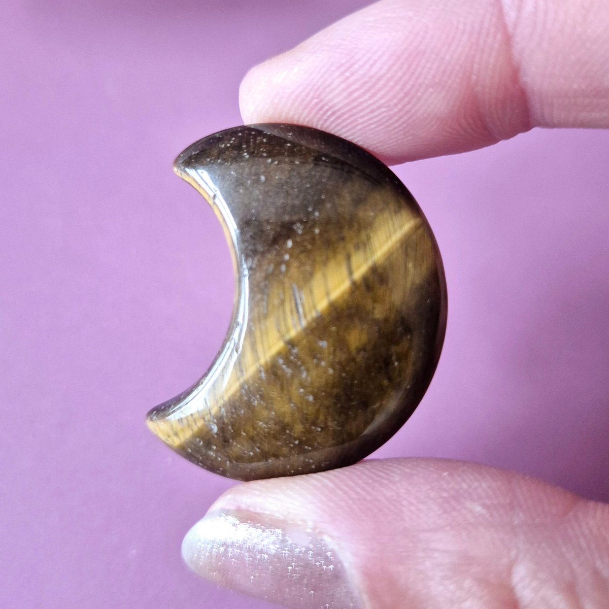 Edelsteen Maan 3cm Tijgeroog – Handsteen worrystone zorgensteen Palmsteen spiritueel cadeau