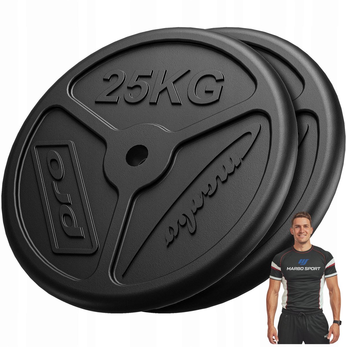 Marbo Sport - Halterschijven set - Weight Plates - Slim - 50 kg - Gietijzer - Voor halterstang en krachttraining - Zwart