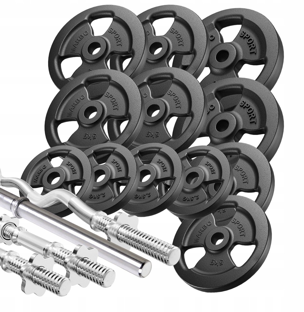 Marbo Sport - Halterset - Barbell Set - 83 kg - Stangen en gewichten - Voor krachttraining en thuisgym en Home Gym