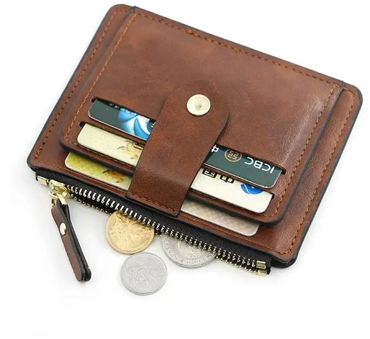WiseGoods Luxe Pasjeshouder Portemonnee Kunstleer - Compacte Kaarthouder - Wallet Met RFID Bescherming - Accessoires Heren - Bruin