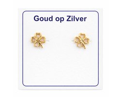 Dames oorknopjes - goud op zilver - klavertje vier - 5mm - 925 sterling silver