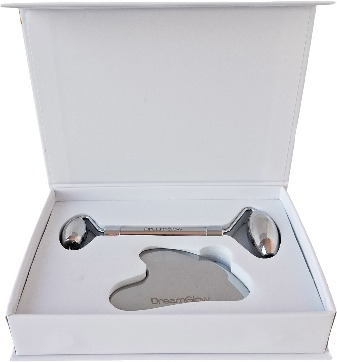 DreamGlow Gezichtsroller & Gua Sha Set – RVS Stainless Steel