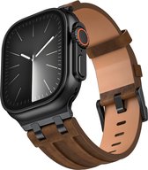 Stravo Vintage Leren Horlogebandje – Echt Leer Retro Bandje voor Apple Watch 46mm (Series 12/11/10) / 49mm (Ultra 4/3/2) / 45mm (Series 7/8/9) / 44mm (Series 4/5/6/SE) – Robuust & Stoer – Koffie