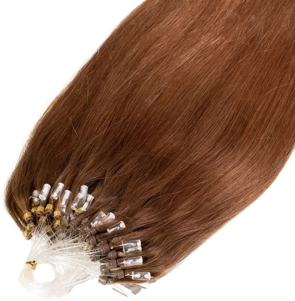 hair2heart Premium Microring Extensions Echt haar steil - 25 strengen 0,8 g 50 cm 8/03 lichtblond naturel-goud