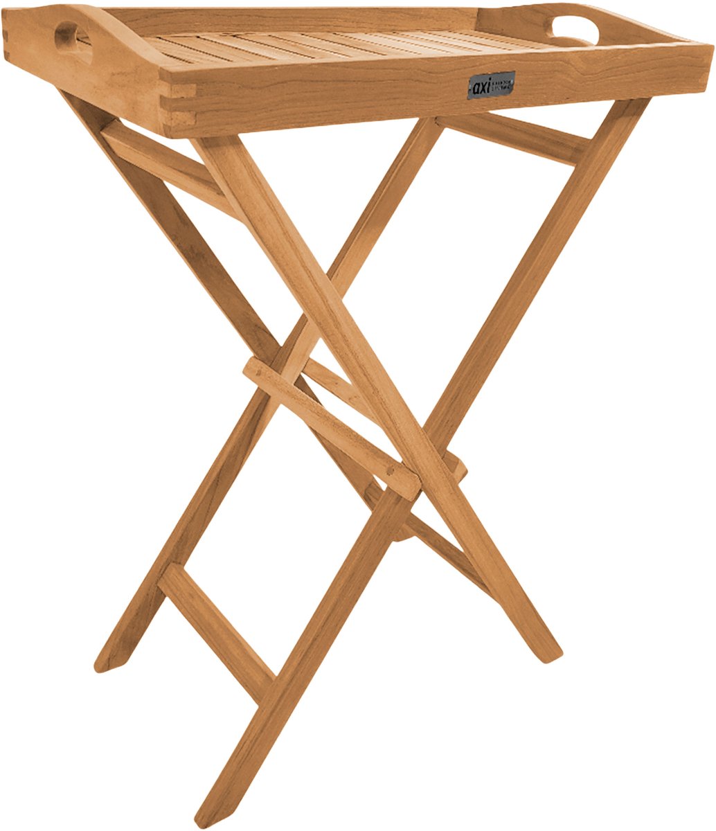 AXI Lora Teak Bijzettafel Opklapbaar – Met Afneembaar Dienblad – 60 x 35 x 75 cm – Teakhout – Lichtgewicht – Inklapbaar – Voor Tuin, Terras en Balkon