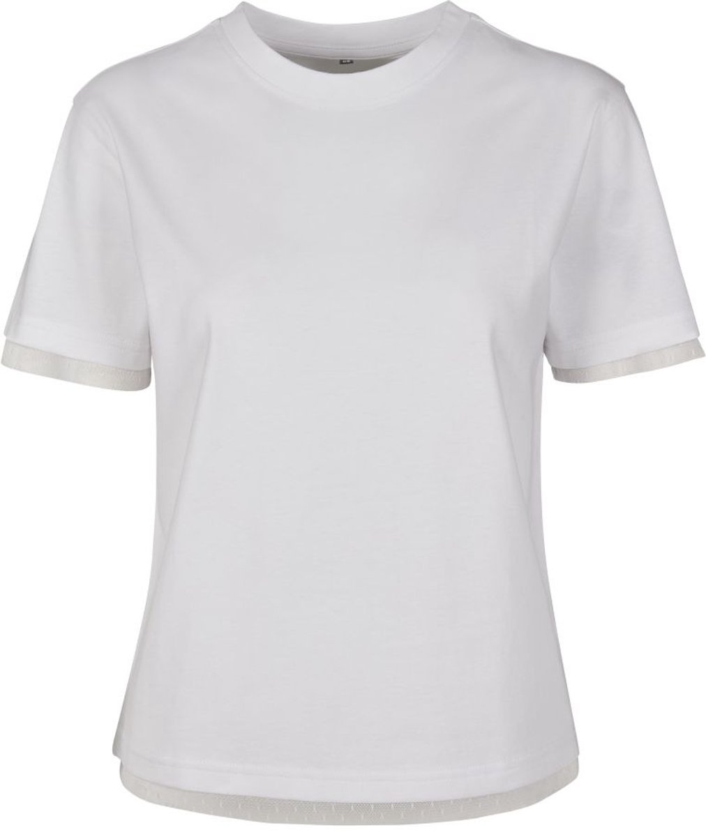 Build Your Brand - Laces Dames T-Shirt - White maat XS