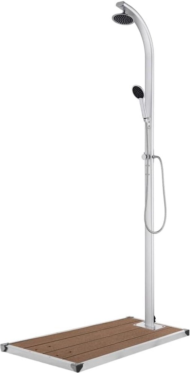 Hoge Buitendouche met Handdouche 220 cm Aluminium Bruine Basis
